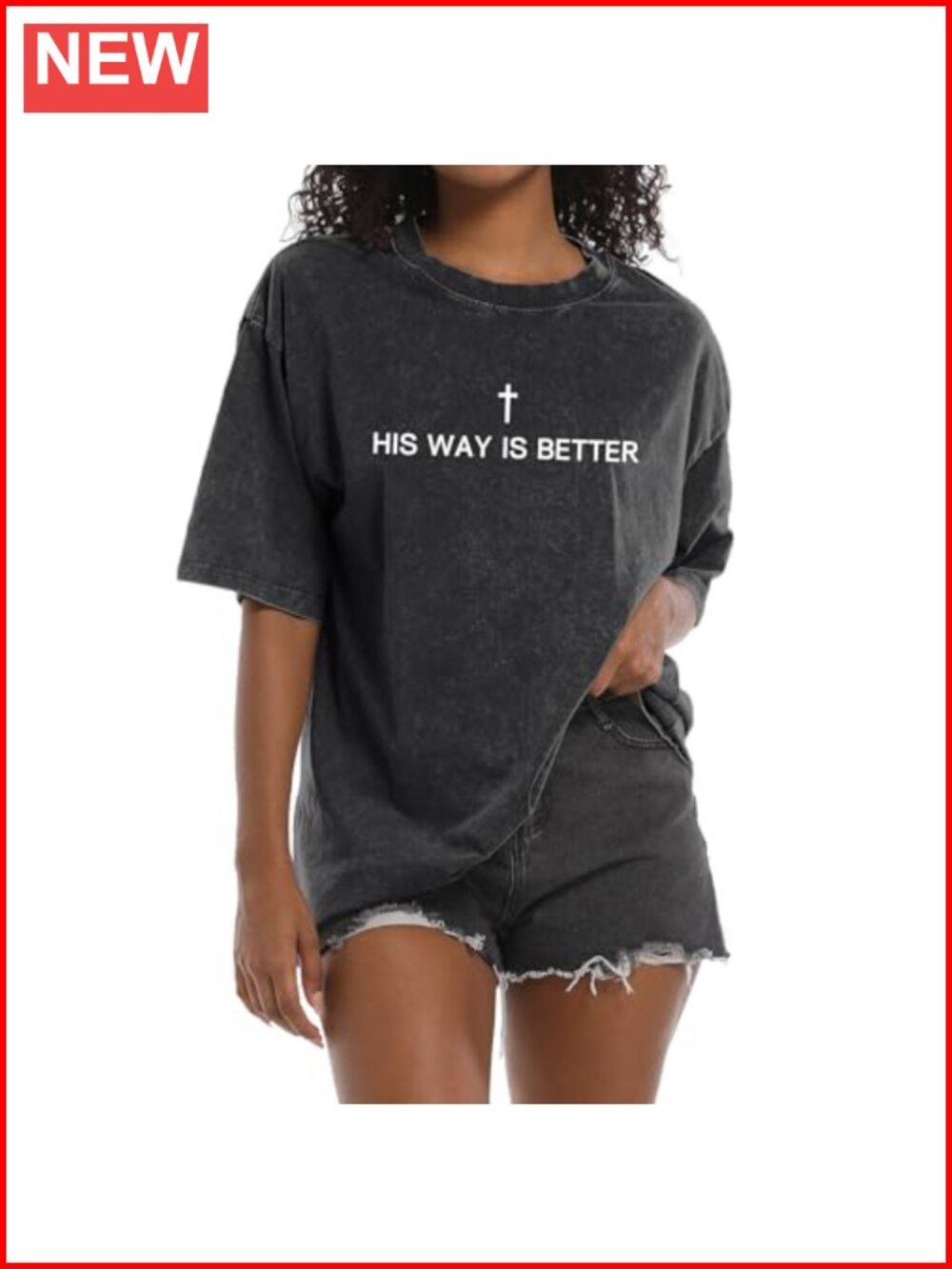 Christian Faith Bible Verse Cross Graphic Tee Cotton Blend Crew Neck